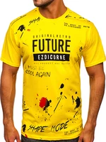 Žlté pánske tričko s potlačou Bolf 14476