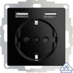 2USB 2U-449313  zásuvka do steny  VDE, s USB, detská ochrana IP20 čierna