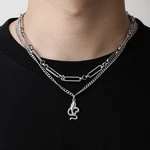 1 PC Stainless Steel Hip Hop Cobra Pendant Double Layer Necklace