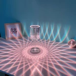 LED Crystal Projection Desk Lamp Restaurants Bar Bedside Decoration USB Table Light RGB Remote Control Romantic Night Li
