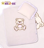 Baby Nellys 2-dílná sada do kočárku jersey Medvídek Teddy Bear - smetanová