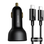 Baseus 100W 2-Port USB PD Car Charger Adapter 100W USB-C PD QC4.0 30W QC3.0 Support AFC FCP SCP PPS Fast Charging With 1
