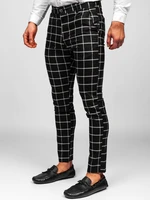 Pantaloni negri chinos în carouri Bolf 0002