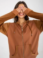 Light brown sweatshirt with velour inserts