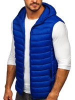 Tmavě modrá pánská prošíváná vesta s kapucí Bolf HDL88002