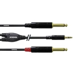 Cordial CFY3WPP audio káblový adaptér [1x jack zástrčka 3,5 mm - 2x jack zástrčka 6,35 mm] 3.00 m čierna
