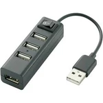 USB 2.0 hub Renkforce Slim, 4 porty, 70 mm, černá