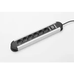 Zásuvková lišta se spínačem Bachmann Electric Primo, 330071, 6 zásuvek, hliník/černá
