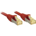 Síťový kabel RJ45 LINDY 47293, CAT 6a (surový kabel CAT 7) , S/FTP, 1.50 m, červená