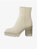 Cream leather high heel leather ankle boots Tamaris - Women