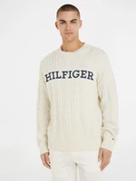 Tommy Hilfiger Cable Monotype Crew Neck Svetr Bílá