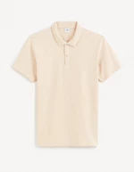 Krémové pánske basic polo tričko Celio Feflame