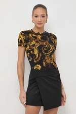 Bavlnené tričko Versace Jeans Couture dámsky, čierna farba, 76HAH6D8 JS287