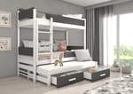 Poschoďová dětská postel Icardi 180x90 cm, bílá/antracit