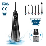 Oral Irrigator 5 Modes Portable Rechargeable Dental Water Jet 6 Nozzles Waterproof 300ML Tank Water Flosser For Teeth Whitening