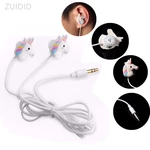 Cartoon Wired Headphones Cute Rainbow Horse Earphone 3.5mm With Mic Colorful Phone Kid Girls Gifts Free shipping Immediately