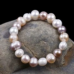 8mm Shell Pearl Bracelet Tricolor Natural Freshwater Pearl Charm Elastic Bangle Women Fine Jewelry Party Anniversary WeddingGift