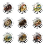 Foldable Purse Hook for Women's Table Handbag Storage Folding Decor Table Hook Cartoon Design Fashion Creative Hieronymus Bosch