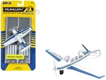 Beechcraft Bonanza Aircraft White with Blue Stripes "N42997" with Runway Section Diecast Model Airplane by Runway24