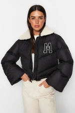 Trendyol Black Oversized Plush Collar and Patch Detail Water-Repellent Inflatable Coat Trendyol Black Oversized Plush Collar and Patch Detail Water-Repellent Inflatable Coat