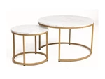 Konferenční stolek 2 ks DION Bílá / zlatá,Konferenční stolek 2 ks DION Bílá / zlatá