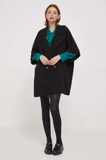 Kabát Artigli dámský, černá barva, přechodný, dvouřadový