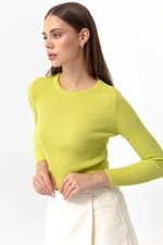 Lafaba Women's Pistachio Crew Neck Knitwear Sweater