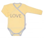 Baby Nellys Body dlouhý rukáv Love - zapínání bokem, žluté, vel. 56 (1-2m)