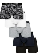 Organic Boxer Shorts 5-Pack Tron AOP+White+Grey+Navy+Black