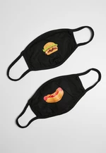 Burger and Hot Dog Face Mask 2 Pack Black