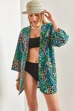 Bianco Lucci Women's Multi-patterned Linen Kimono