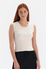 Dagi Ecru Thick Straps Rib Singlet