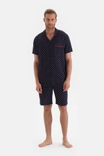 Dagi Navy Blue Printed Woven Shorts