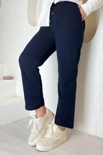InStyle Lycra Double Fabric Trousers With An Elastic Waist - Navy Blue