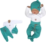Z&amp;Z 3-dílná soupravička body, polodupačky s provázkem a čepička - zelená, bílá, vel. 50 (0-1m)