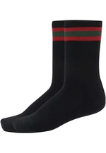 Striped sports socks 2-pack black/fiery red/green
