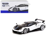 Pagani Huayra BC Bianco Benny White and Black with Blue Stripes "Global64" Series 1/64 Diecast Model by Tarmac Works