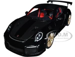 Porsche 911 (991.2) GT2 RS Weissach Package Black with Carbon Stripes 1/18 Model Car by Autoart