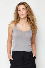 Trendyol Gray Silvery Thread Knitwear Blouse