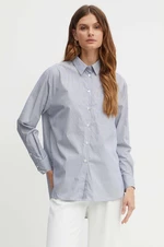 Bavlnená košeľa MAX&Co. dámska, tmavomodrá farba, voľný strih, s klasickým golierom, 2416111062200