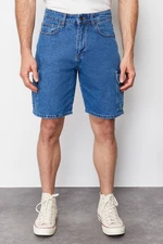 Trendyol Blue Regular Fit Denim Shorts with Cargo Pocket