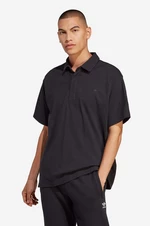 Bavlnené polo tričko adidas Originals Essentials HR8677-black, čierna farba, jednofarebné