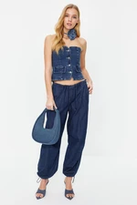 Trendyol Blue Stitch Detail Strapless Denim Bustier