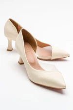 LuviShoes 353 Ecru Skin Heels Women's Shoes