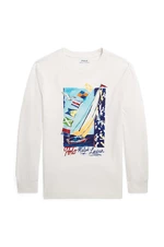 Dětské bavlněné tričko s dlouhým rukávem Polo Ralph Lauren bílá barva, s potiskem