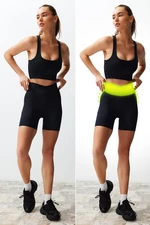 Trendyol Premium Black Matte 2.Tummy and Hip Slimming Knitted Sports Shorts with Layer/Short Leggings