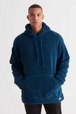 AC&Co / Altınyıldız Classics Men's Oil Oversize Wide-Fit Hooded Sherpa Sweatshirt Fleece