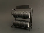 Metal Tire Rack with Rims and Tires for 1/18 Scale Models by American Diorama