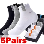5Pairs Men Bamboo Fiber Autumn Winter Men Socks Breathable Cotton Sports Sock Breathable Deodorant Business Socks Size 37-43