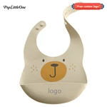 Free Personalized Name Waterproof Feeding Soft Silicone Baby Bibs Cartoon Printed Kids Girl Boy Adjustable Bib Baby Stuff